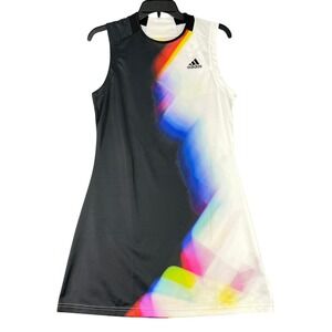 Adidas Tennis WC Dress Womens M Black White Rainbow Golf Performance Athletic